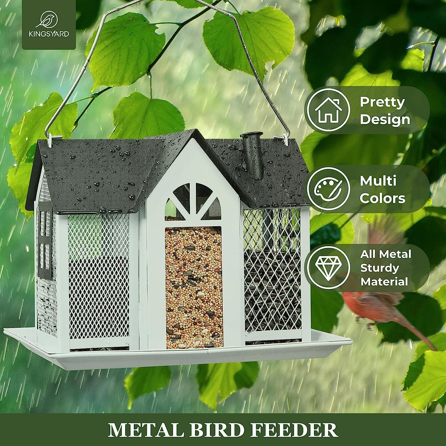 Bird Feeder House for Outside +  Glass Hummingbird Feeder for Outdoors