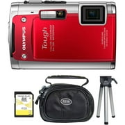 Olympus TG-610 Red 14MP Digital Camera Bundle with 5x Optical Zoom and 3.0" LCD Display, Waterproof