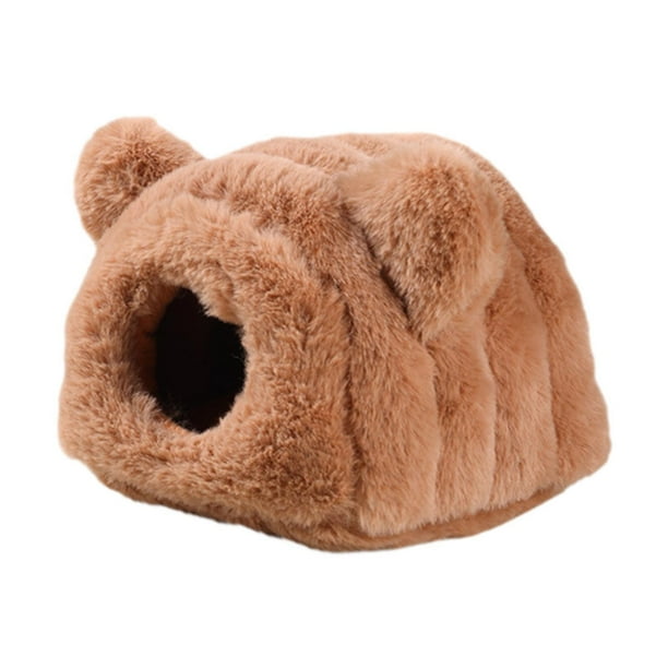 Cama para hámster, nido para dormir, adorable hábitat semicerrado y lavable. Marrón