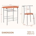 thumbnail image 2 of Ktaxon 3 Piece Dining Set, Compact 2 Chairs and Table Set with Oval Tabletop Small Kitchen Dining Set for 2, Perfect for Apartment & Small Spaces, Cherry Brown & Sliver, 2 of 9