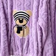 thumbnail image 4 of Lounge Sets for Women Winter Warm Plush Pajama Set Cute Bear Print Long Sleeve Top and Cozy Pants Soft Comfortable Sleepwear Purple, 4 of 5