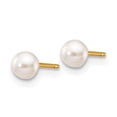 thumbnail image 2 of 14k 3-4mm Round White Saltwater Akoya Cultured Pearl Stud Post Earrings in 14k Yellow Gold, 2 of 3