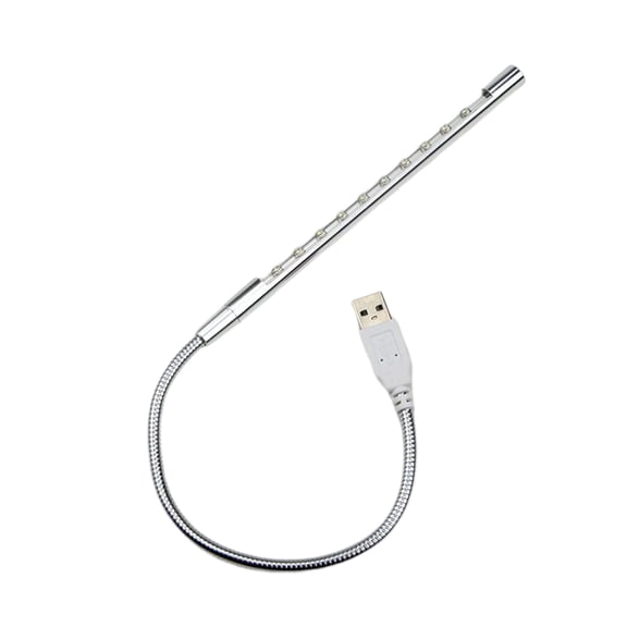 Bewildely Luz de libro de PC de Metal con estilo, 10 cuentas, LED colorido, Flexible, ajustable, interfaz USB, dormitorio de casa, ordenador, portátil, Iluminación y accesorios Plata Bewildely HA072663-02