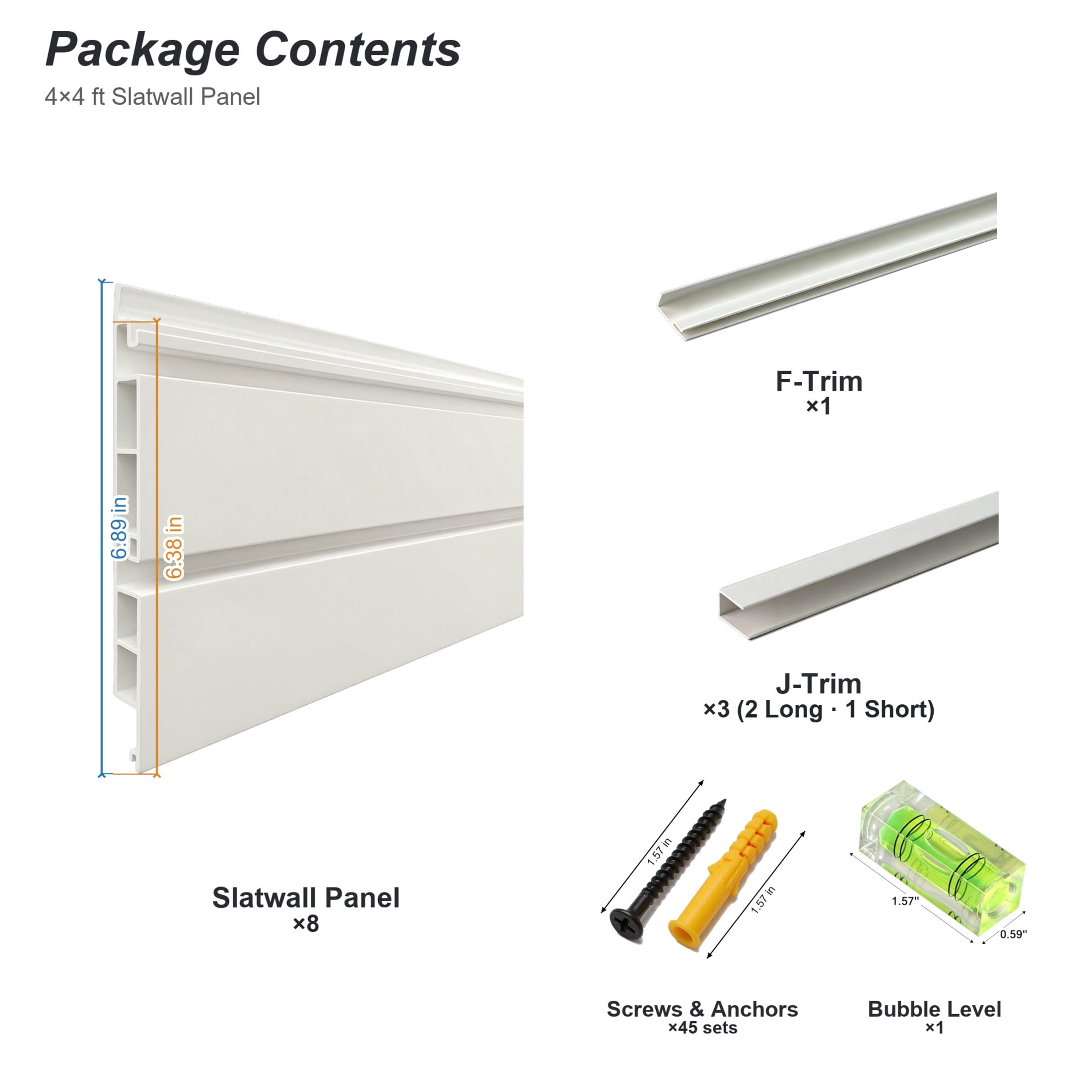 GDF Studio 4x4FT PVC Slatwall Panel Kit Garage Storage System with 12 Hooks, Lightweight Water-Resistant Panels, White