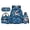 Blue Shark Print, variant on School Backpack Set for Boys 4 Pack Includes Large Capacity Bookworm Capybara Print Bookbag Lunch Box Water Bottle Pouch and Pencil Case