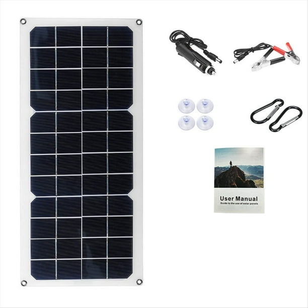 Panel Solar de 12 V 30 W para Coche, Furgoneta, , Caravana, Cargador de Batería Portátil, Panel de Carga Solar