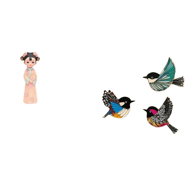 Estatua De Resina De Niña Tradicional China, Escultura En Miniatura Y Pájaro De Madera, Arte De Pared, Decoración De Pájaros Voladores Para Dormitorio, Granja, Oficina, Jardín, Sala De