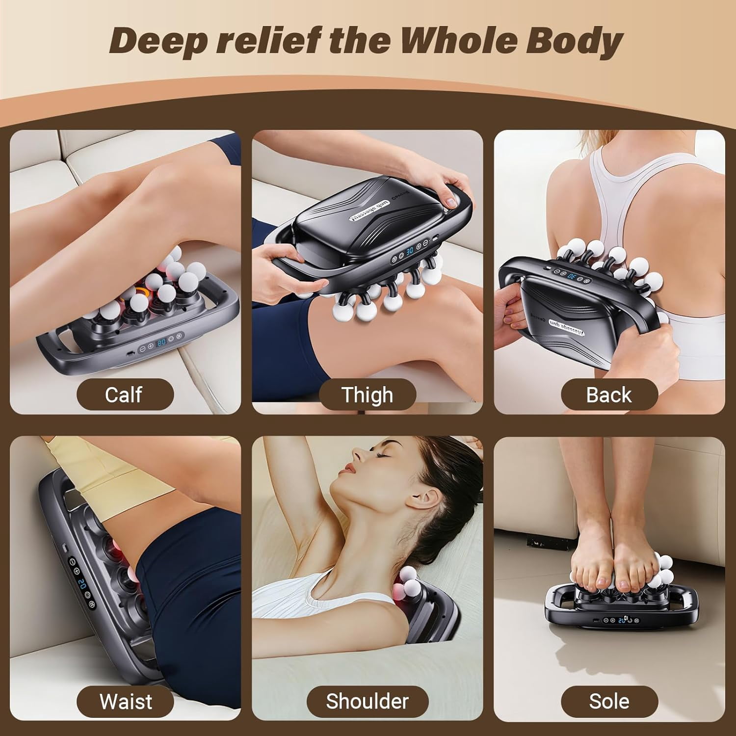 20 Head Massage Gun Deep Tissue, 2026 Upgrade Back Muscle Massager with 3 Modes & 30 Intensities, 2600mAh Battery Quiet Percussion Massager for Legs, Waist, Back Pain Relief