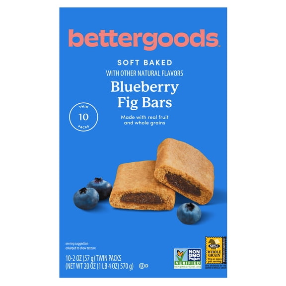bettergoods Blueberry Fig Bars, 2 oz Twin Packs, 10 Count