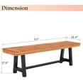 thumbnail image 3 of CHTER Outdoor Bench Garden Bench Wood 63", Patio Dining Bench Weatherproof, Wooden Park Front Porch Benches for Outside, Backless Acacia Wood Bench Long Narrow Clearance, Teak, 3 of 8