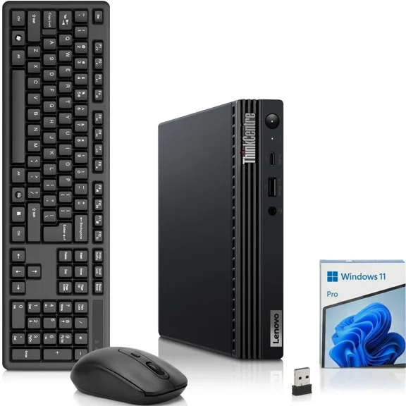 Restored Lenovo ThinkCentre M70q Tiny Desktop Computer — Intel Core i3-10100 10th Gen — 16GB DDR4 RAM — 512GB SSD — Wireless Keyboard & Mouse — Built-in WiFi — Mini PC — Windows 11 Pro