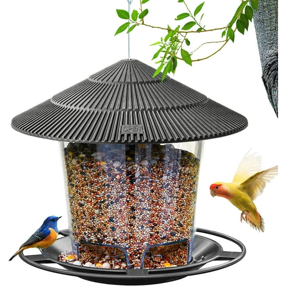 GYDEK Bird Feeder,Bird Feeding Station Hanging Transparent Large Capacity Bird Feeder with Roof for Wild Birds Hanging in the Garden and Balcony