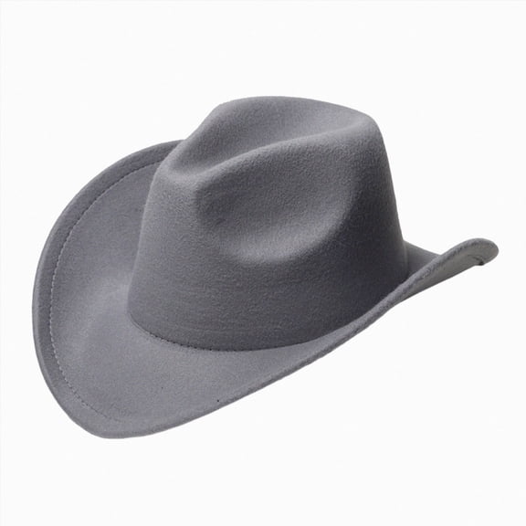 Xudanell Kids Western Cowboy Hat for Girl Boy Wide Brim Beach Cowgirl Hat with Belt Buckle Cattleman Cowboys Hats (Grey, 4-10 Years)