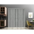 thumbnail image 3 of Sliding Closet Double Bi-fold Doors | Planum 0016 Concrete with Frosted Glass | Sturdy Tracks Moldings Trims Hardware Set | Wood Solid Bedroom Wardrobe Doors, 3 of 5