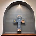 thumbnail image 6 of 9.8"Handcrafted Christmas Nativity Wall Cross - Holy Family with Christmas Story Depictions, Ideal Christian Gift for Women, Men, & Friends (Blue), 6 of 9