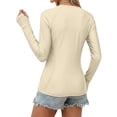 thumbnail image 4 of Craaazy Women's Solid Color Relaxed Fit Athletic Long Sleeve Shirt, Lightweight Sun Protective Top, Slim Fit with Thumb Holes for Workout Gifts, 4 of 7