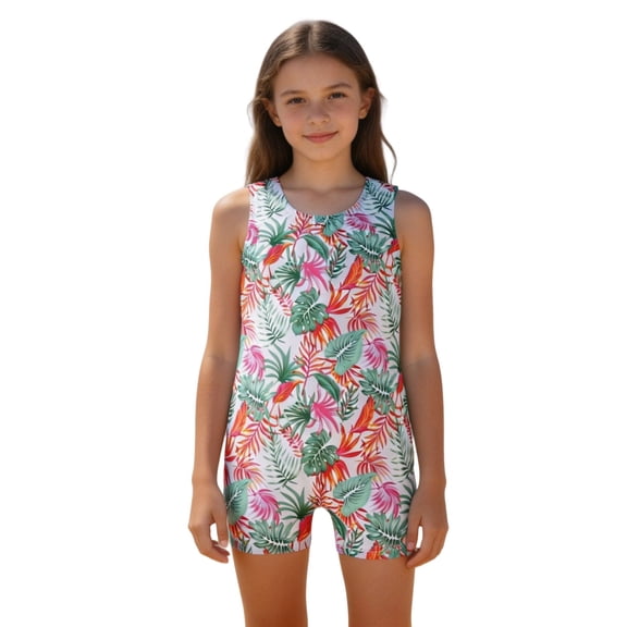 Shadoumai Girls One Piece Swimsuit Size 16 Gingham Ruffle Tankini with Shorts Quick Dry Cute Printed Ruffle Bathing Suit Ruched Adjustable Strap Swimwear with Cover Up Skirt