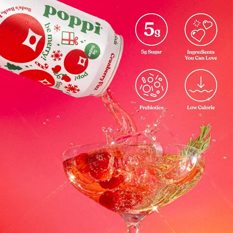 poppi, Prebiotic Soda, Cranberry Fizz 12 oz, 6 Pack Cans - Walmart.com