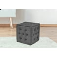 thumbnail image 4 of Mainstays Cube Solid Print Tufted Linen Pouf, Black, 4 of 4