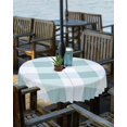 thumbnail image 2 of Outdoor Round Tablecloth with Umbrella Hole and Zipper, Aqua Plaid Waterproof Table Cover, Spring Summer Farmhouse Buffalo Checkered Washable Patio Tablecloths for Party/Garden/Picnic, 60 inch, 2 of 6