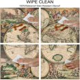 thumbnail image 3 of World Map Square Fitted Tablecloth, Antique Design with Renaissance Continents and Hemispheres Vintage Art, Elastic Edge, Suitable for Kitchen Party Picnic, Fit for 62"x62" Square Table Multicolor, 3 of 5