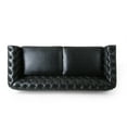 thumbnail image 3 of EUROCO 78.75" Larger Retro Style Loveseat Couch Sofa, PU 3-Seat Sofa, Love Seat Furniture with Wooden Legs, Pull-Tab Backrest and Rivet Detailing for Living Room and Study, Black, 3 of 8
