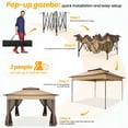 thumbnail image 6 of COBIZI Outdoor Canopy Gazebo 11x11 Pop Up Gazebo Patio Gazebo with 4 Mosquito Netting Outdoor Canopy Shelter with 121 Square Feet of Shade for Outdoor Lawn, Party, Garden, Backyard and Deck, Brown, 6 of 12