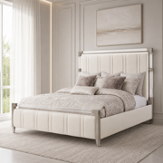 Penthouse Queen Short Panel Bed - Frosted Linen