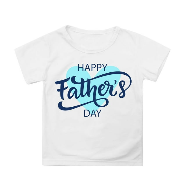 NINGMENG Hauts et T-Shirts pour Filles, Été, Fête des Pères, Imprimé Lettre, Col Rond, Manches Courtes, Mode Décontractée, Mode Urbaine, Blanc, 8-9 Ans