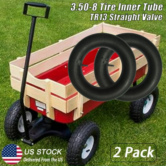 2 Packs 3.50-8 Inner Tube with Straight Valve Stem for Wheelbarrow Tire 8" for Lawn Mower