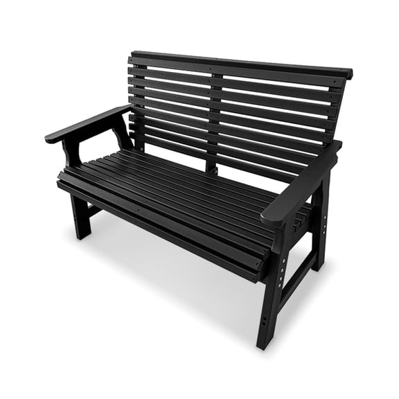 Mosbrisa Poly Lumber Outdoor Bench, HDPE All-Weather Bench, Never Rots or Fades, for Patio, Porch, Garden and Park, 700 lbs Weight Capacity (2-Seater, Black)