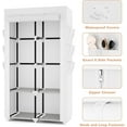 thumbnail image 3 of Portable Closet Wardrobe for Hanging Clothes with 4 Storage Shelves, 2 Hanging Rods and 6 Pockets, Stable and Easy Assembly Clothes Rack with Cover Free Standing Closet for Bedroom, Grey, 3 of 18