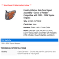 thumbnail image 2 of Front Left Driver Side Turn Signal Assembly - Corner of Fender - Compatible with 2001 - 2004 Toyota Sequoia 2002 2003, 2 of 2