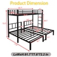 thumbnail image 4 of Firscook Twin Triple Bunk Bed, Heavy Duty Metal Frame Twin Over Twin Over Twin with Guardrails & Ladder, Fast Assembly,Black, 4 of 7