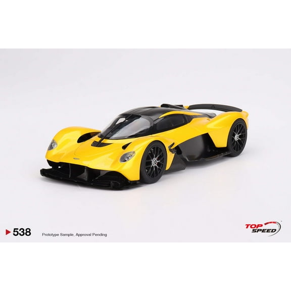 Aston Martin Valkyrie Cosmopolitan Yellow Metallic and Carbon 1/18 Model Car by Top Speed
