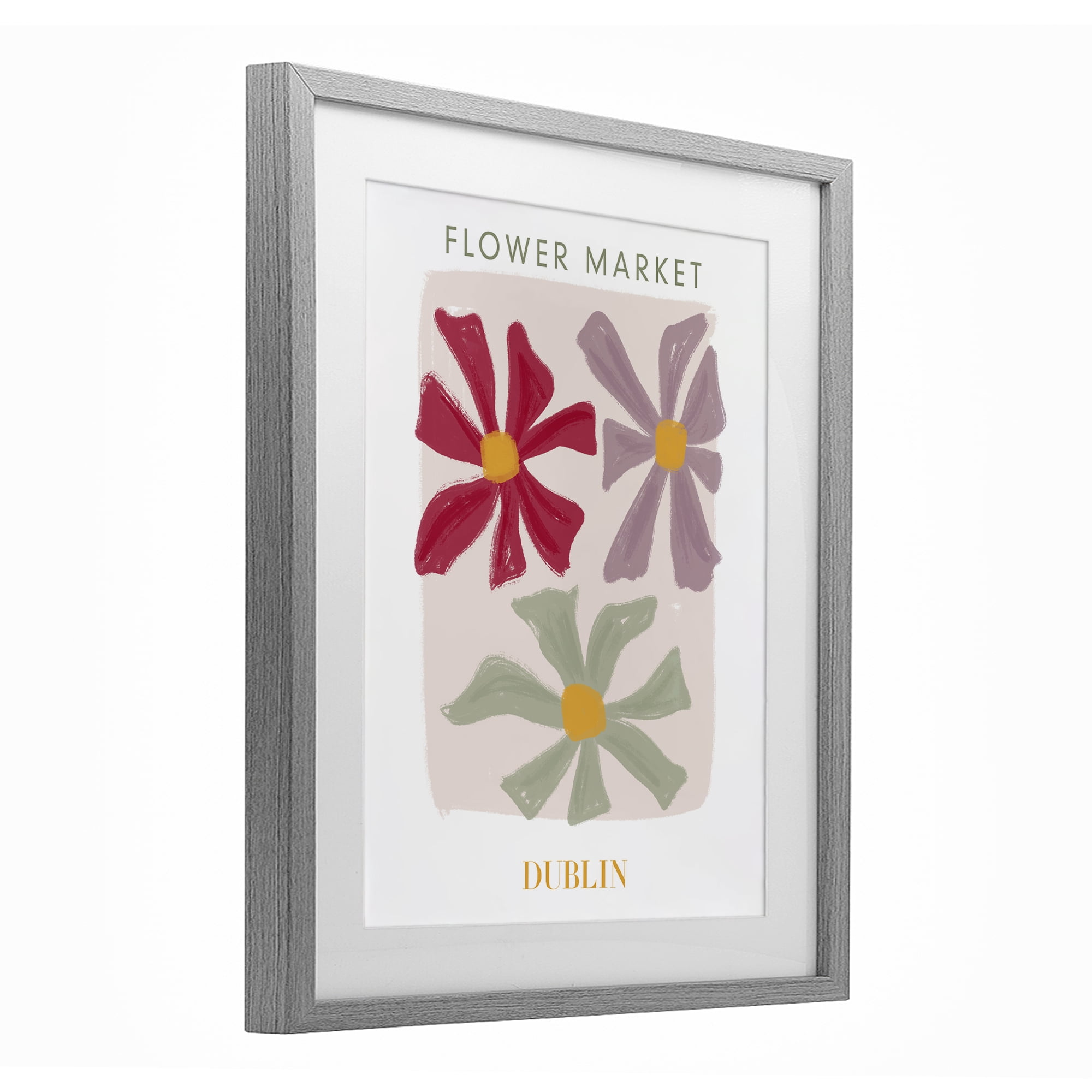 Stupell Industries Muted Dublin Flower Market Gray Framed Print Under Glass, design by Lucille Price