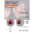 thumbnail image 5 of PROSTEEL Red Garnet Round Men Stud Earrings January Birthstone Cubic Zirconia Earring Sterling Silver Norse Viking Rune Jewelry Hip Pop Gift for Son, Silver, 5 of 6