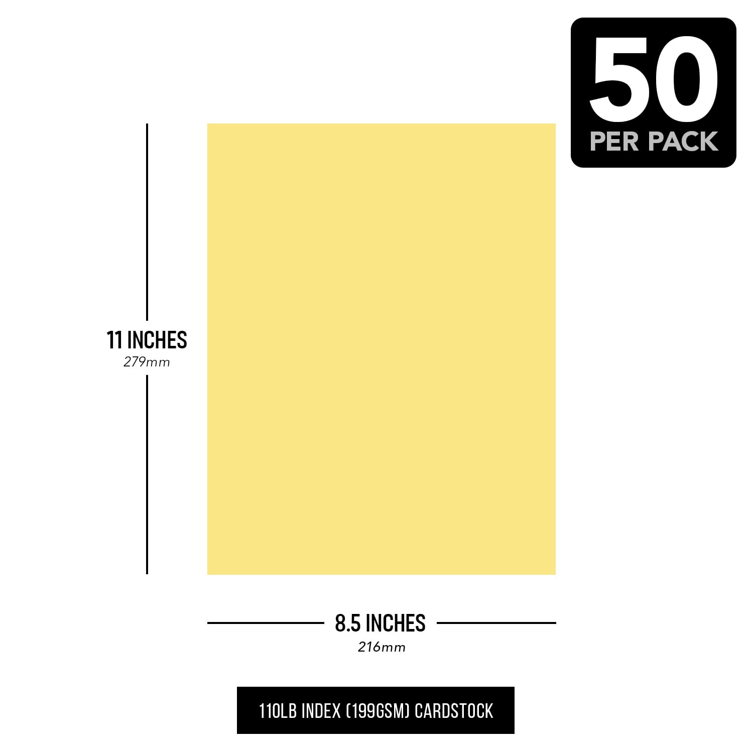 8.5 x 11" Buff Pastel Color Cardstock Paper - Great for Arts and Crafts, Wedding Invitations, Cards and Stationery Printing | Medium to Heavy Card Stock 110lb Index (199gsm) | 50 Sheets per Pack