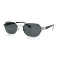 thumbnail image 4 of Gentlemanly Octagonal Narrow Rectangle Metal Rim Hipster Sunglasses Silver Black - Black, 4 of 8