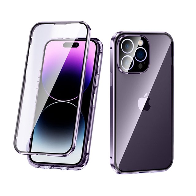 Para iPhone14 hebilla protectora espejo magnético King doble cara vidrio 11 funda de teléfono móvil metal XR Apple 8p