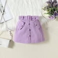 thumbnail image 4 of Odeerbi Kids Girls Skirt Outfits Summer Clothes Cotton Suspenders Ruffle Sleeve Tank Tops Buttons Skirt with Belt Fashion Two-piece Set 3-8 Years Purple, 4 of 6