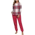 thumbnail image 2 of Mifsaly Fleece Lounge Sets for Women Plaid 2 Piece Winter Pjs Raglan Long Sleeve Crewneck Sleepwear Loose Cozy Nightwear Casual Pants with Pockets Sherpa Homewear Fit Home Going Out, 2 of 7