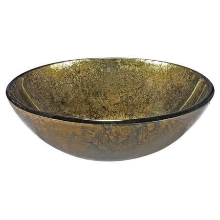 Round Tempered Glass Sink Bowl - Gold & Green