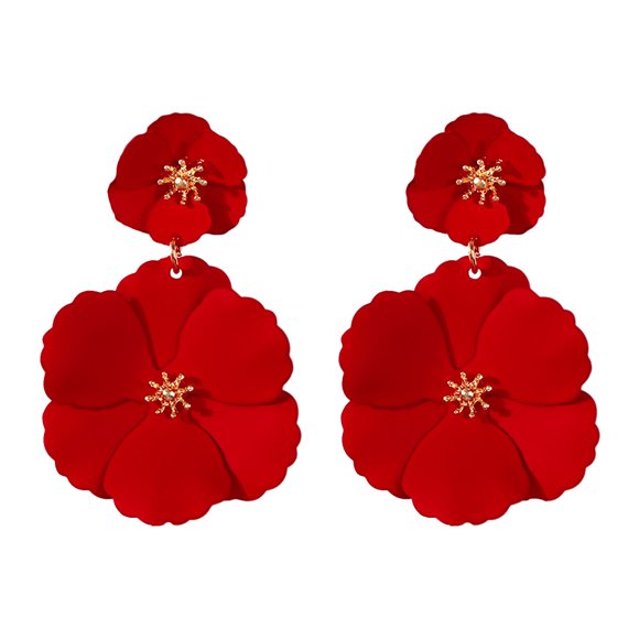 1 par de hermosos pendientes decorativos con forma de flor, joyería de moda