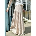 thumbnail image 4 of Suagox Women Long Skirt, Elegant Low Waisted Skirt Pleated Solid Flowy Summer Skirt for Casual Daily, 4 of 10