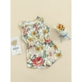 thumbnail image 2 of Honganda Baby Girl's Romper, Flower Print Sleeveless Bowknot Button Bodysuit, 2 of 8