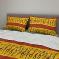 thumbnail image 2 of African Comforter & Sham Bedding Set, Dancing Abstract Wall Paint Indigenous Culture, 3 pcs Duvet Set Microfiber Filling Quilt, 5 Sizes, Dark Orange Yellow Black, by Ambesonne, 2 of 4