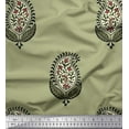 thumbnail image 1 of Soimoi Polyester Crepe Fabric Leaves & Paisley Block Print Fabric by The Yard 52 Inch Wide, 1 of 3