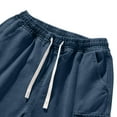 thumbnail image 5 of Fengqque Mens Cargo Shorts Elastic Waist Running Hiking Shorts Knee Length Casual Summer Clothes with Multiple Pockets Dark Blue XXL(XXL), 5 of 9