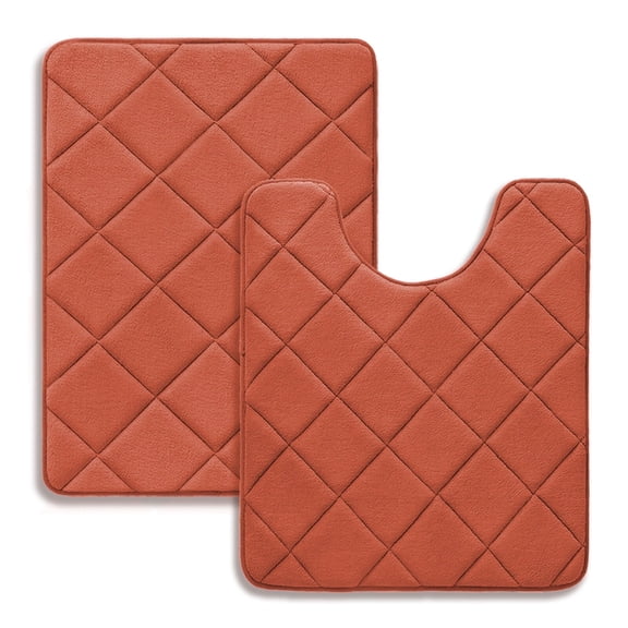 ChakmeOne Memory Foam Bath Mat, Bath Mats for Bathroom Floor - 2 Pieces Super Soft Absorbent Non Slip Bathroom Rug Set for Tub and Shower, Home Decor Accessories